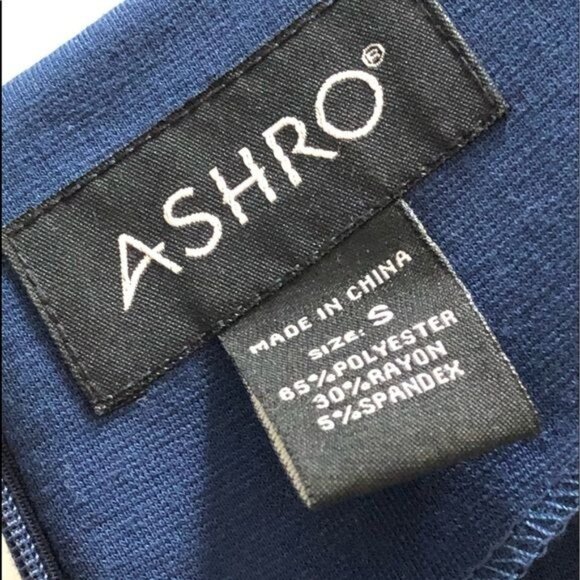 ASHRO-WOMENS RED-WHITE-BLUE MIDI BACK ZIP-UP CLOSURE CREW NECK DRESS SIZE SMALL - Picture 3 of 5